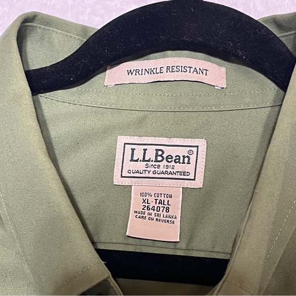 L.L. Bean Men's Shirt Wrinkle Resistant Long Sleeve Button Down 100% Cotton Gree - Picture 8 of 11